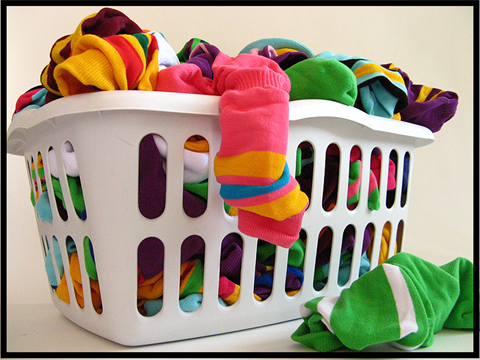 Socks in a laundry basket